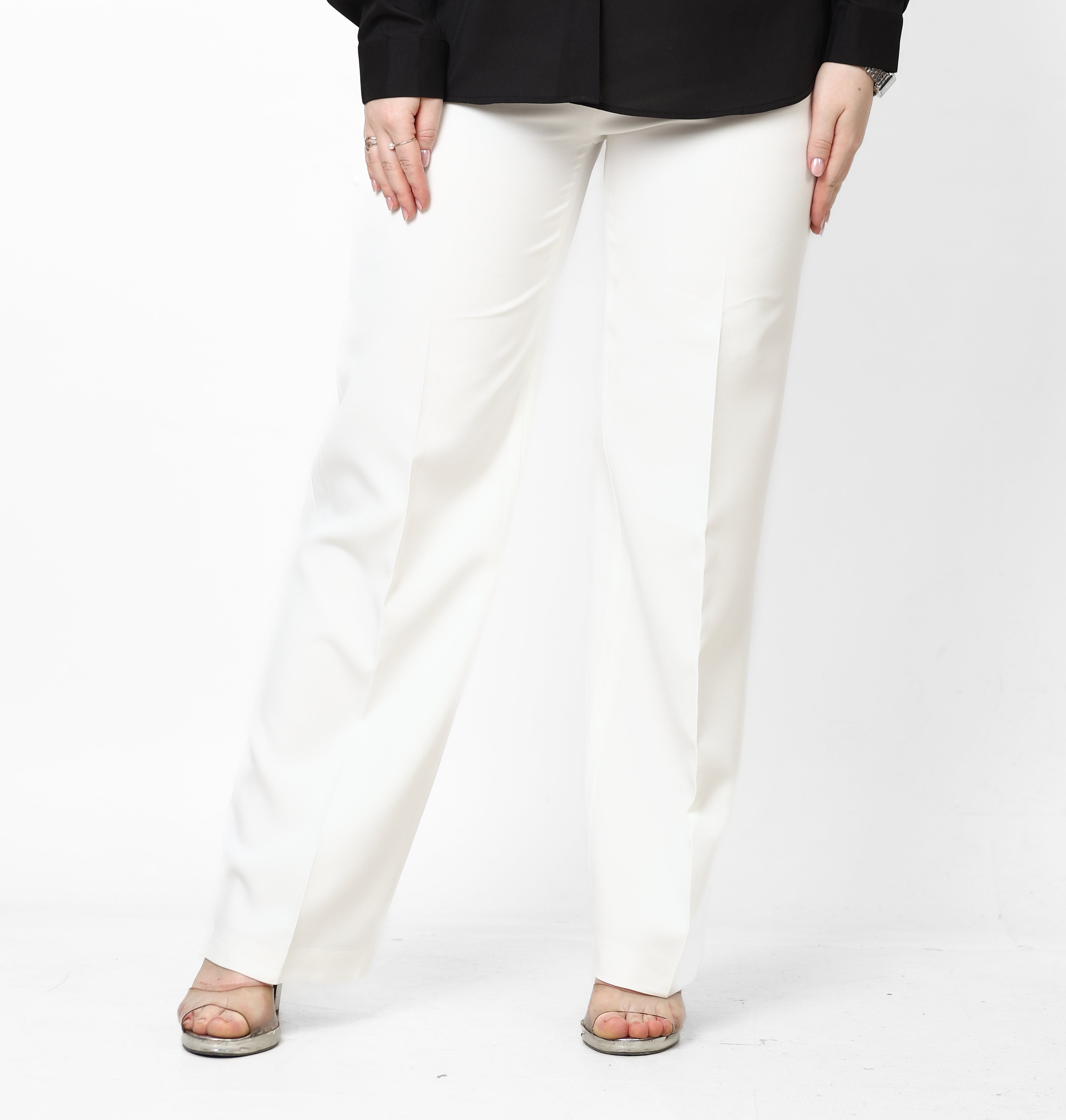 White Wide leg pants