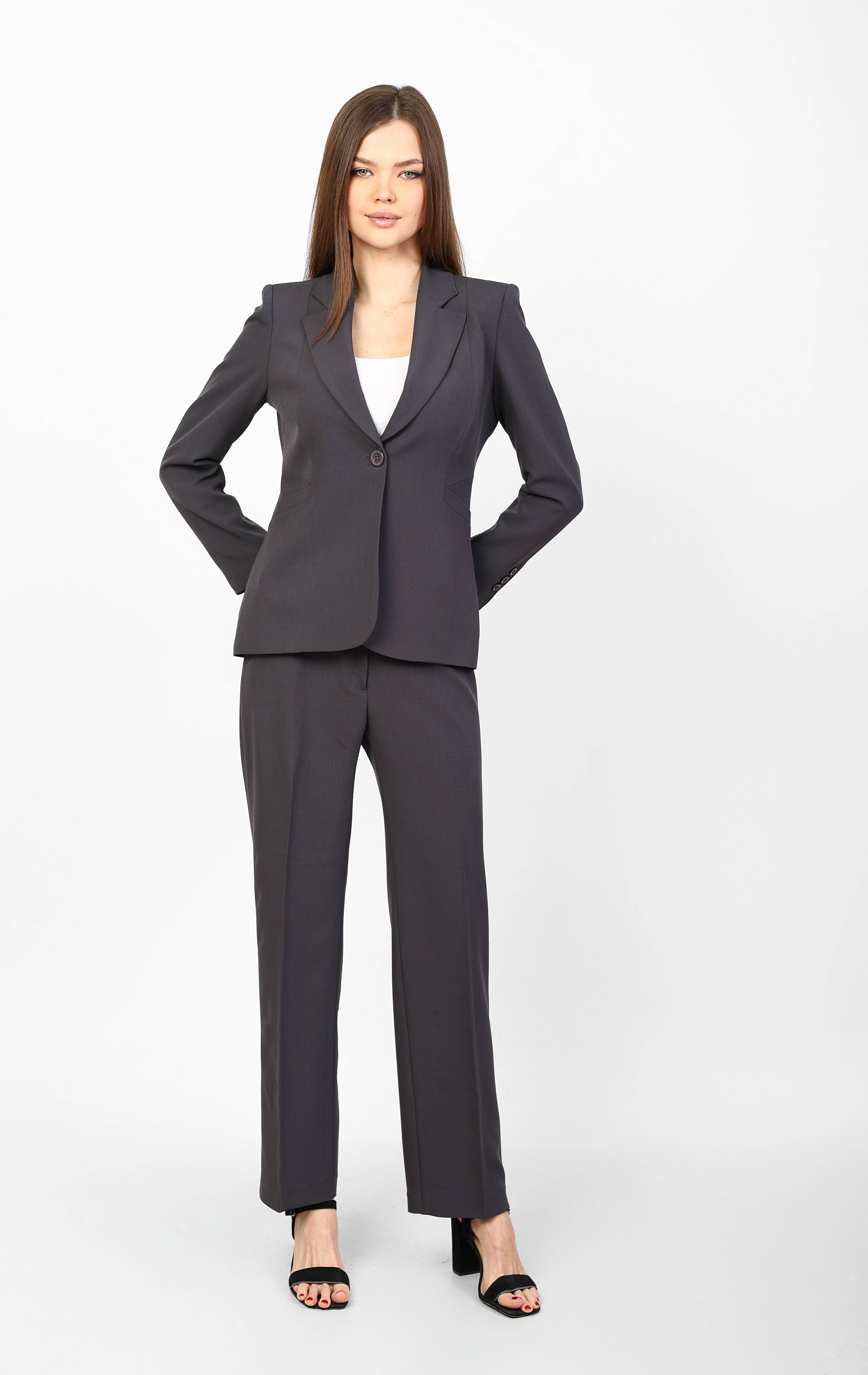 Gray Crepe Rounded suit