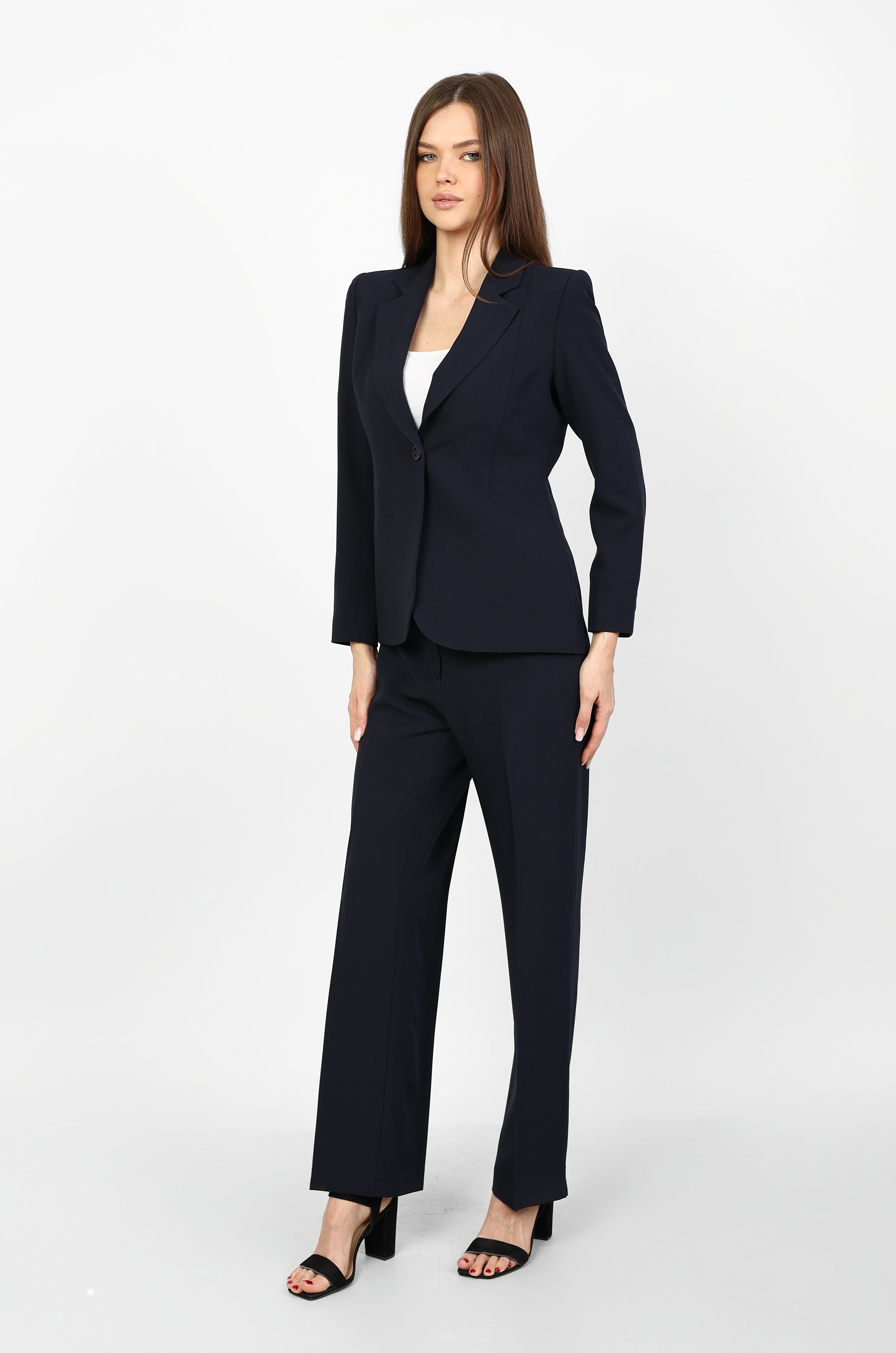 Navy Crepe Rounded suit